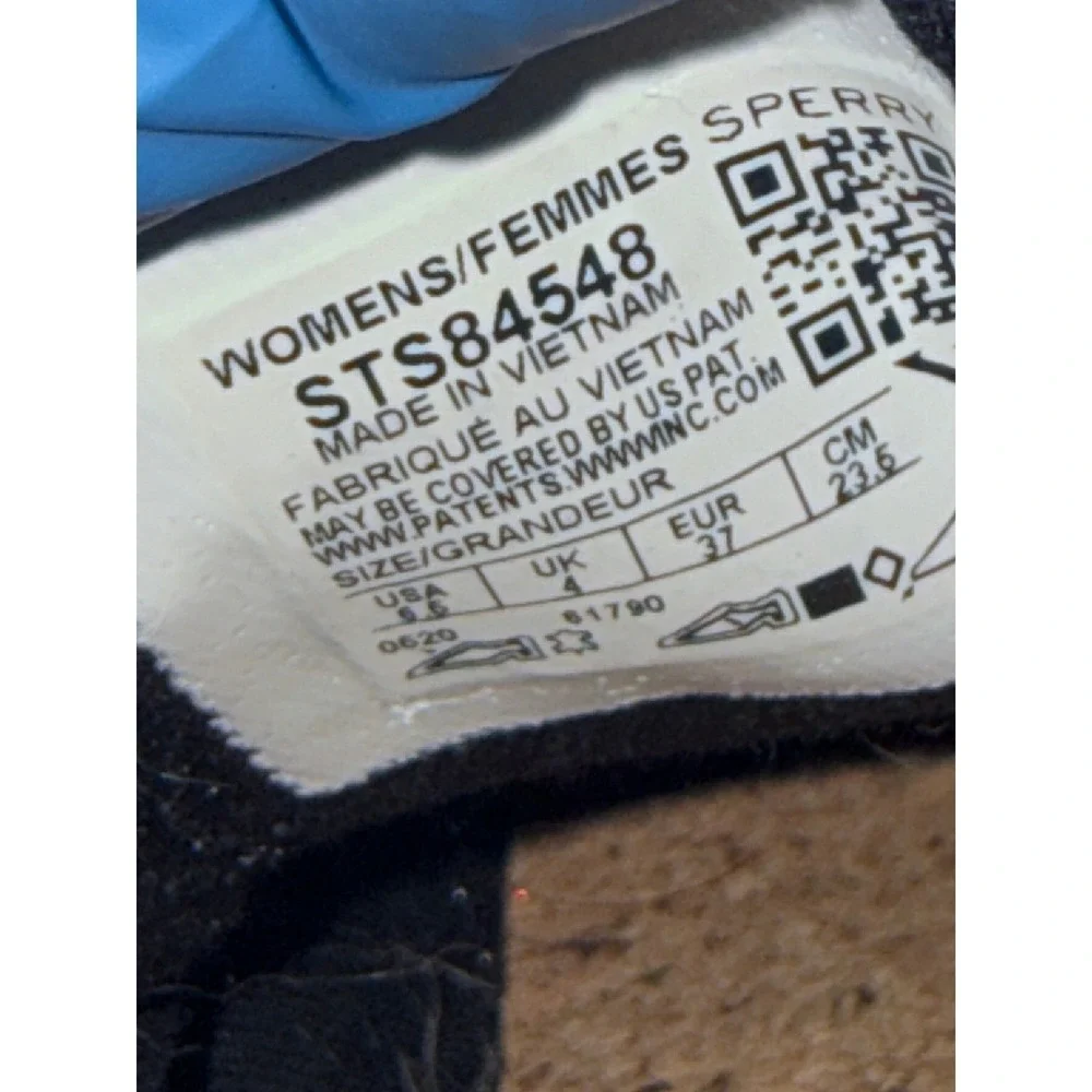 Sperry Crest Vibe Black Leather Low Top Sneakers Womens 6.5 Slip On Shoes